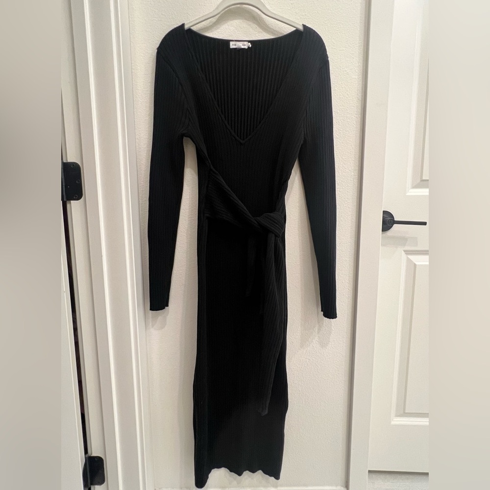 Good American Black Ribbed Dress